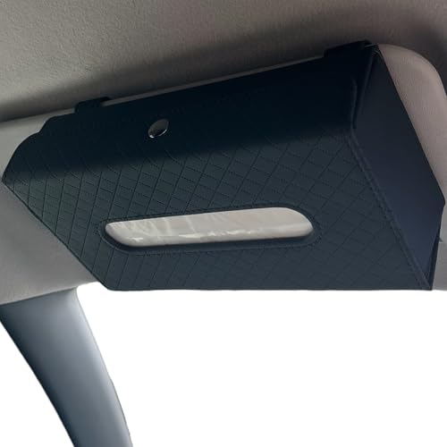 Blissh（ブリッシュ） 箱ごと入る 車用ティッシュケース 車 ティッシュカバー サンバイザー 収納 吊り下げ カー用品 便利グッズ 車内 車用品 PUレザー 長方形 (スリム型ブラック)